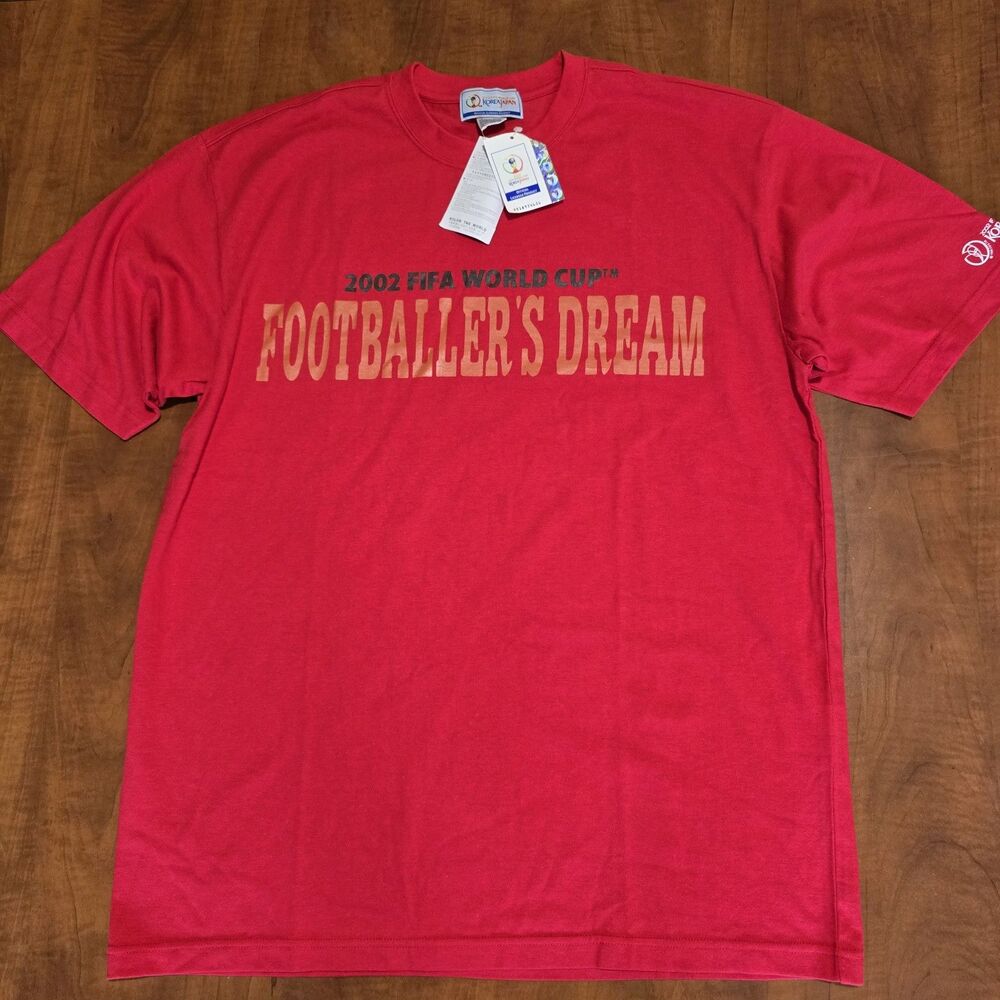 NEW 2002 Vintage Deadstock Fifa World Cup Korea Japan Footballers Dream Tee L